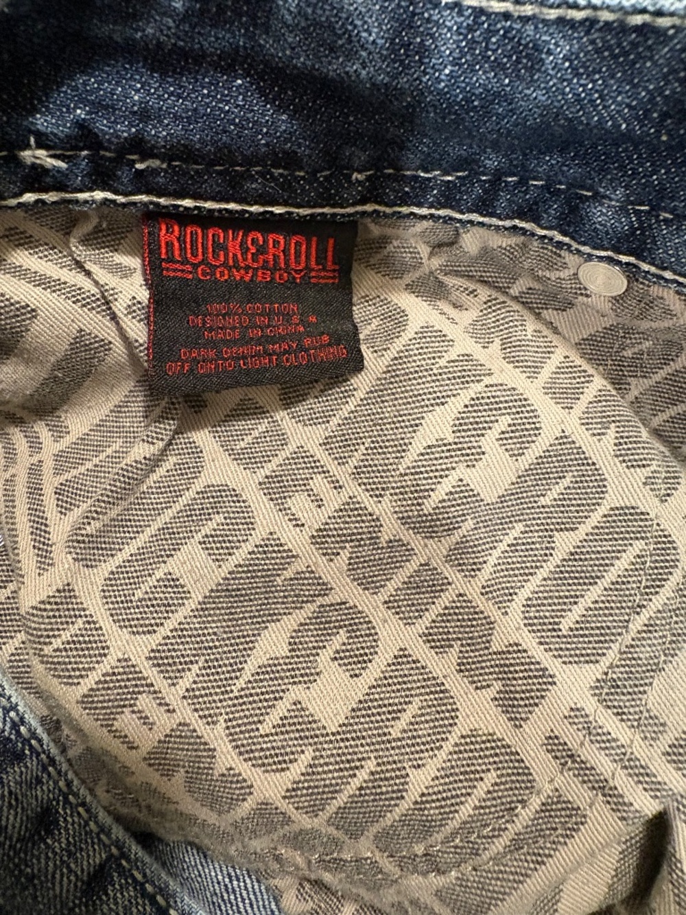 Mens Rock & Roll Denim Jeans Pistol Bootcut 33x32 - Picture 6 of 8